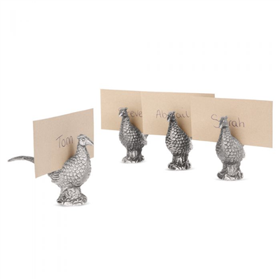 Culinary Concepts London Pheasant Place Card Holder Set of Four - Silver Finish